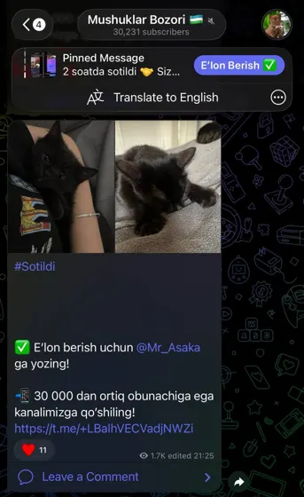 Продано: переписка с покупателем