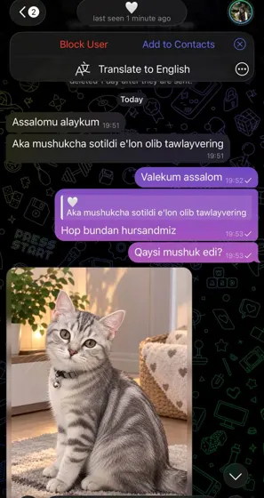 Продано: переписка с покупателем